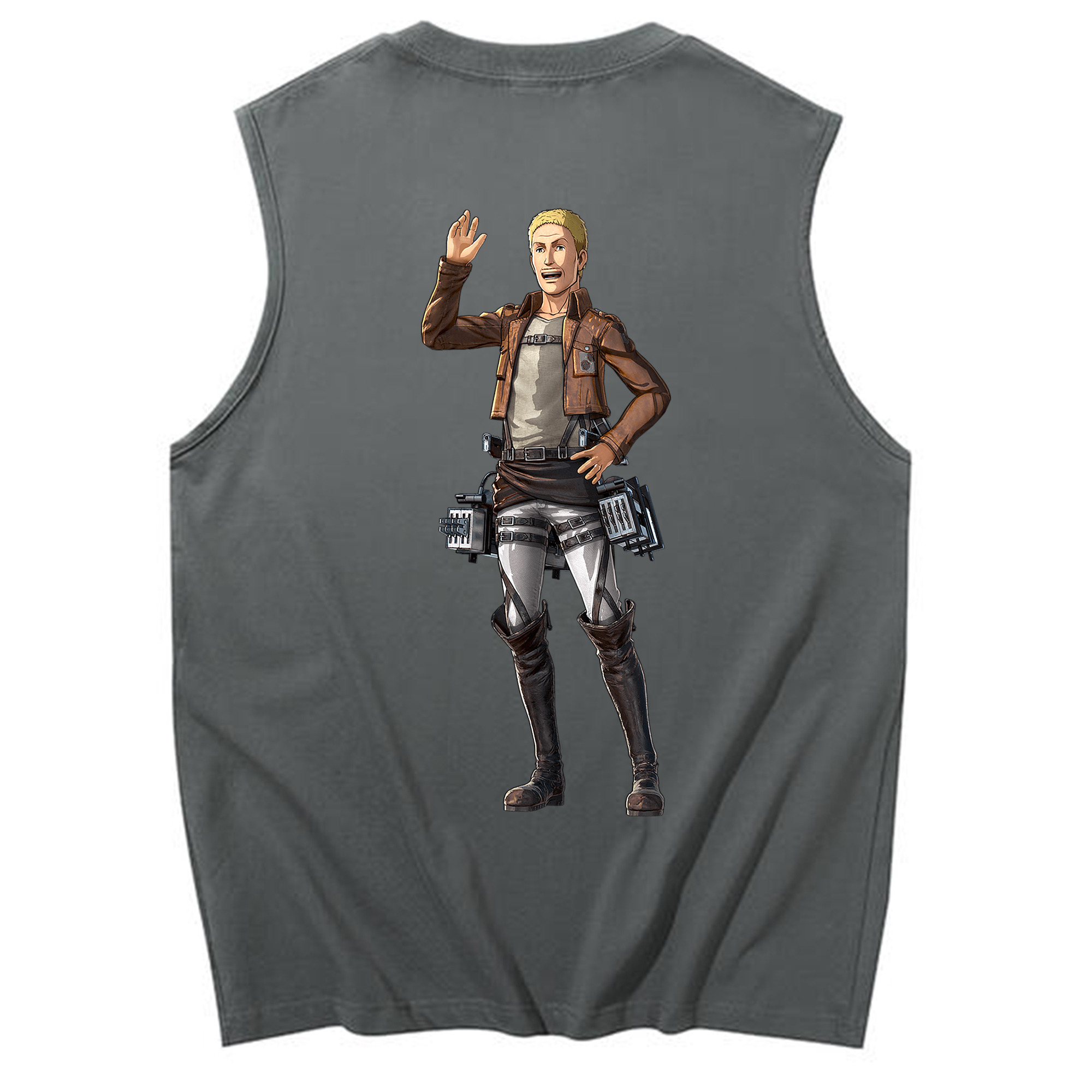 （画像用） 進撃の巨人 ハンネス Attack on Titan Hannes コットン100％タンクトップ（背面プリント）